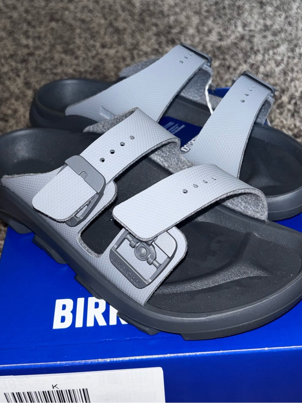 Birkenstock New 38 L7 Mogami Terra Stealth 2-Strap Apex Whale Gray Birko Flor R